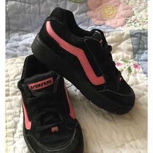 VANS Toddler Girl Sneakers Size 11 Black & Pink Leather Upper